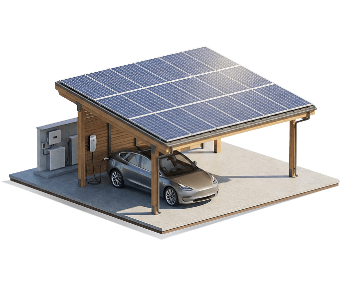 E-Auto laden direkt am Solar-Carport.